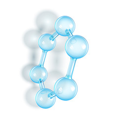 Canvas Print - Spherical Rod Molecule Chemistry Model Vector. Science And Microscope Glass Molecule. Reflective And Refractive Molecular Shiny Figure. Globes Connected Around Template Realistic 3d Illustration