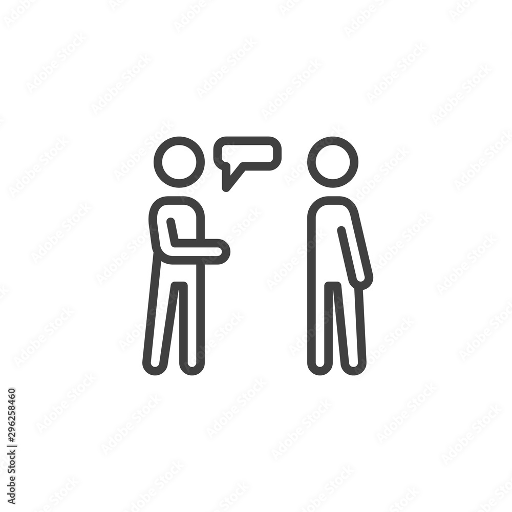 People conversation line icon. Two man talking linear style sign for ...
