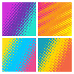 Wall Mural - Bright backgrounds collection. Geometric halftone gradients. Minimal design. Suitable for banner, poster, cover, brochures, flyers.