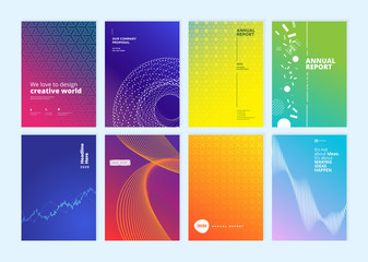 Wall Mural - set of brochure, annual report, cover design templates. vector illustrations for business presentati