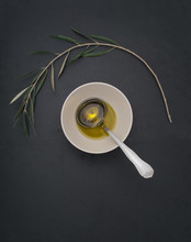 Olive Oil Premium Presentation In A Soft Dark Background
