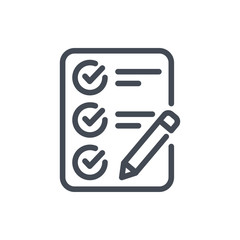 checklist line icon. report with pencil vector outline sign.