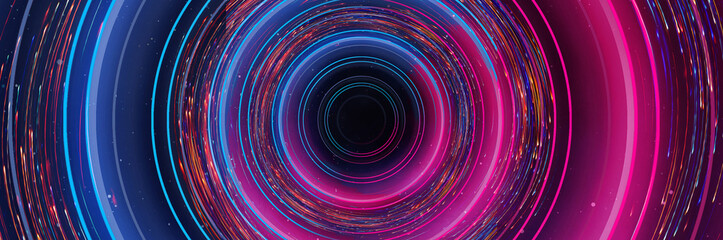 Wall Mural - abstract neon background with light circles, geometric shapes made of neon. abstract light, scene, p