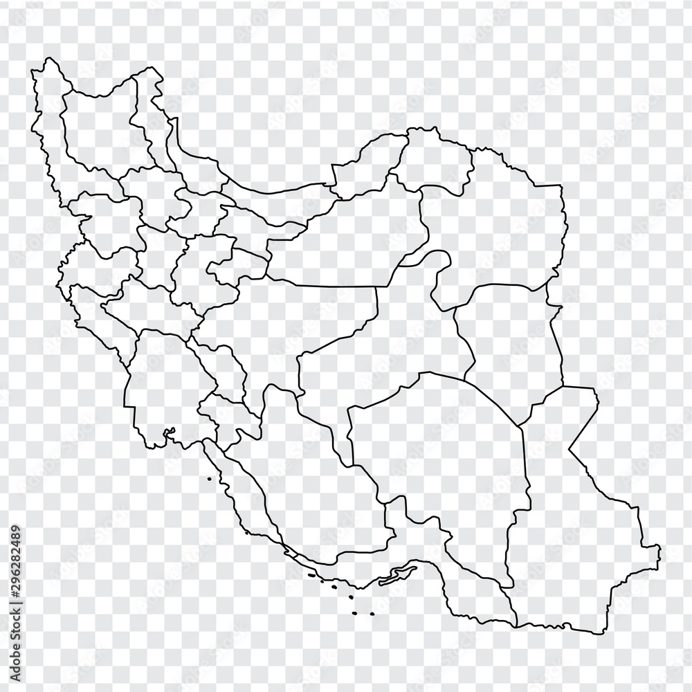 Blank map of Islamic Republic of Iran. High quality map of Iran with ...