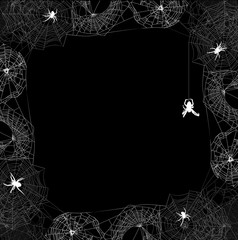 Wall Mural - white frame with five spiders in webs group