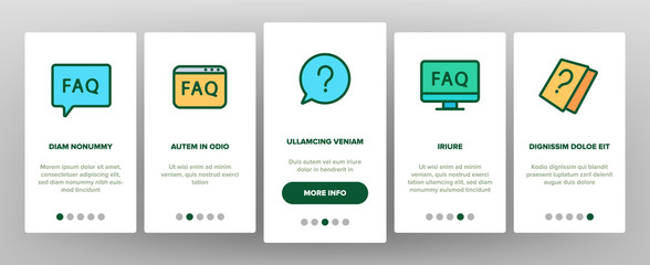 Faq Frequently Asked Questions Onboarding Mobile App Page Screen Vector Website And Word Faq In Quote Frame, Exclamation And Information Mark Concept Linear Pictograms. Contour Illustrations
