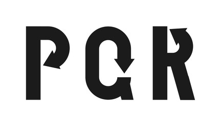 Font alphabet design with black arrow. Flat logo design.