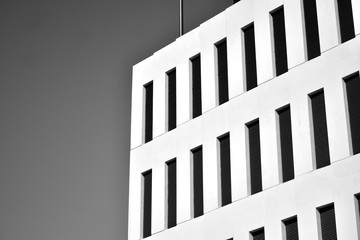 Glass windows of office building. Black and white.