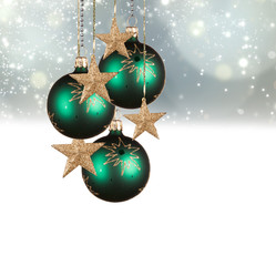 Christmas celelbration balls with blur background and free space for text 