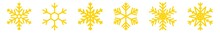 Snowflake Icon Yellow | Snowflakes | Ice Crystal Winter Symbol | Christmas Logo | Xmas Sign | Variations