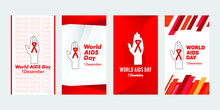 World Aids Day Banner Template For Social Media Story.  Editable Social Media Story Template. Red Aids Day Banner Template