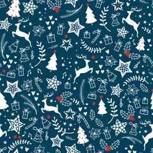 Beautiful Christmas Doodles Seamless Pattern - Hand Drawn And Detailed, Great For Christmas Textiles, Banners, Wrappers, Wallpapers - Vector Surface Design