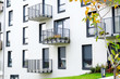 Leinwandbild Motiv Exterior of a modern  apartment buildings with balcony and white walls.