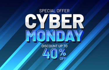 Cyber monday sale illustration. Sale banner template for promotion, advertising, social media, web banner