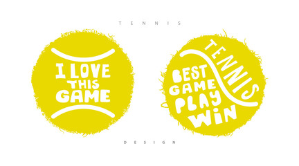 Vector tennis print design for t-shirts. Sport slogan, phrase 