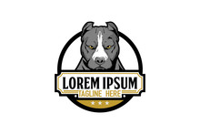 Animal Dog Pitbull Cartoon Character Vector Logo Emblem Template