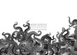 © PollyW - Futuristic background with black and white tentacles of an octopus frame