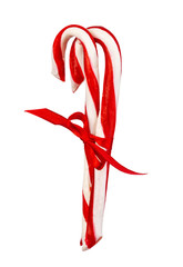 Two candy canes isolated on white background