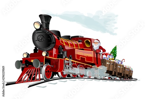 Fotografía Vector Christmas card with cartoon Santa Express