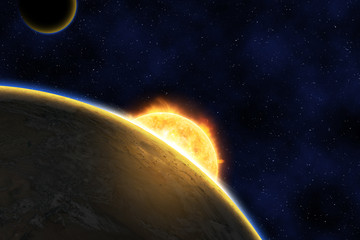Fototapete - Egzoplanet against bright star, elements of this image furnished by NASA