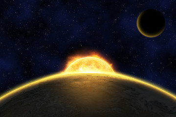 Fototapete - Egzoplanet against bright star, elements of this image furnished by NASA
