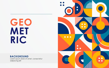 Wall Mural - abstract retro geometric shape background blue and orange color.