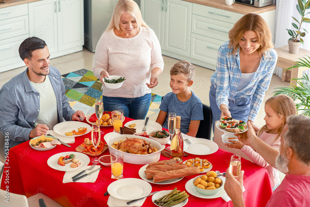Big family having dinner at home
