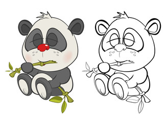 Wall Mural - Vector Illustration of a Cute Cartoon Character Panda for you Design and Computer Game. Coloring Book Outline Set 