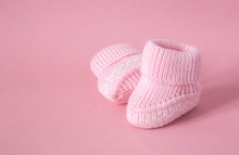 Waiting Baby, Baby Shower. Pink Girl Newborn Shoes