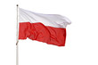 National flag of Poland waving on a white background