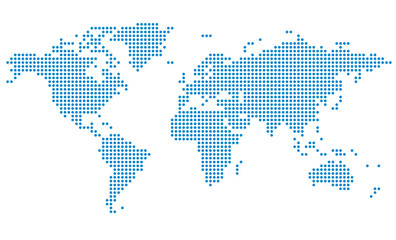 Wall Mural - dots world map on white background, vector illustration