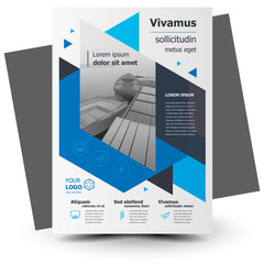 Wall Mural - Flyer brochure design, business flyer size A4 template, creative leaflet, trend cover geometric, blue color