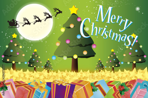 イラスト背景壁紙 グリーティングカード メリークリスマス ツリー もみの木 パーティー素材 無料 緑 Stock ベクター Adobe Stock
