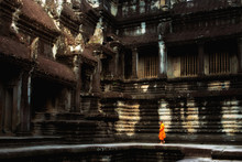 Angkor Wat Is A Public Place In Siem Reap, Cambodia. It Is A Beautiful Ancient Architecture.