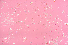Pearl Confetti On Pink Background.