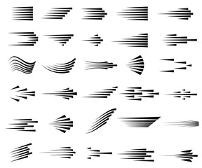 speed lines icons. set of fast motion symbols.