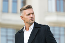 Businessman Concept. Men Get More Attractive With Age. Facial Care And Ageing. Traits And Behaviors That Make Men More Appealing. Attractive Mature Man. Mature Guy With Grey Hair And Bristle