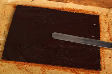 Cutting a cake into slices