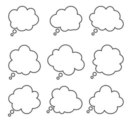 Poster - Set of think bubbles on a white background. Think bubbles collection. Blank think bubbles