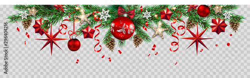 Fotografía Top decoration with fir and balls winter holiday