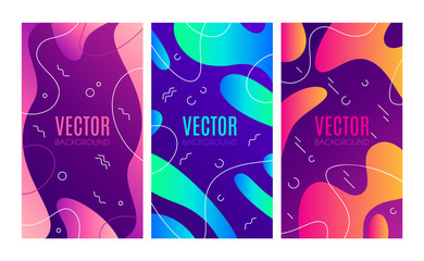 Wall Mural - vector illustration in trendy flat style. color splash vertical banners, fluid texture poster. vecto