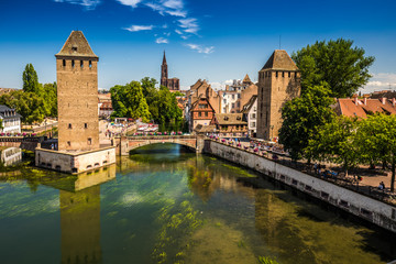 Old city center of Strasbourg town with colorful houses, Strasbourg, Alsace, France, Europe.