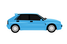 Blue Rally Car Realistic Vector Illustration Isolated