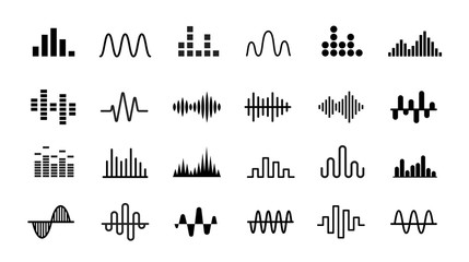 set of radio wave icons. monochrome simple sound wave on white background. isolated vector illustrat