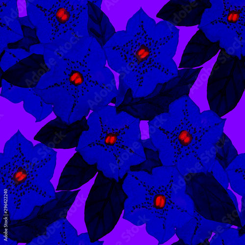 Watercolor seamless pattern with hand drawn meadow flowers. Vintage floral pa...