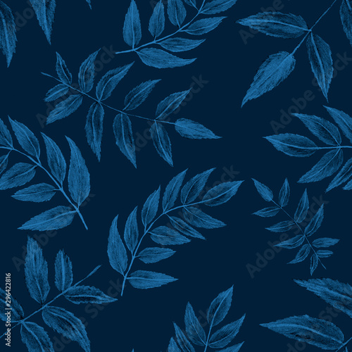 Creative seamless pattern with autumn leaves. Fashion print