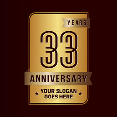 33 years anniversary design template. Thirty-three years celebration logo. Vector and illustration. 