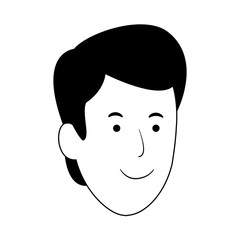 Poster - cartoon boy face icon, flat design