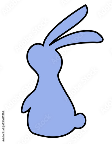 ウサギのシルエット左 青線 Stock イラスト Adobe Stock