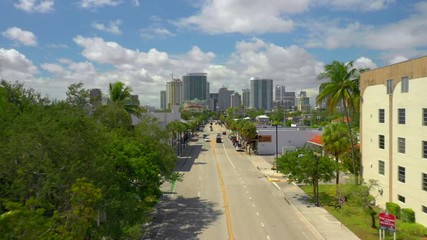 Wall Mural - Aerial video Las Olas Boulevard Fort Lauderdale Florida low flyover